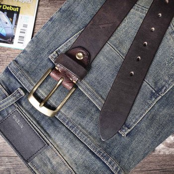 Men’s Genuine Leather Belt – Italian Cowhide with Brass Buckle 29